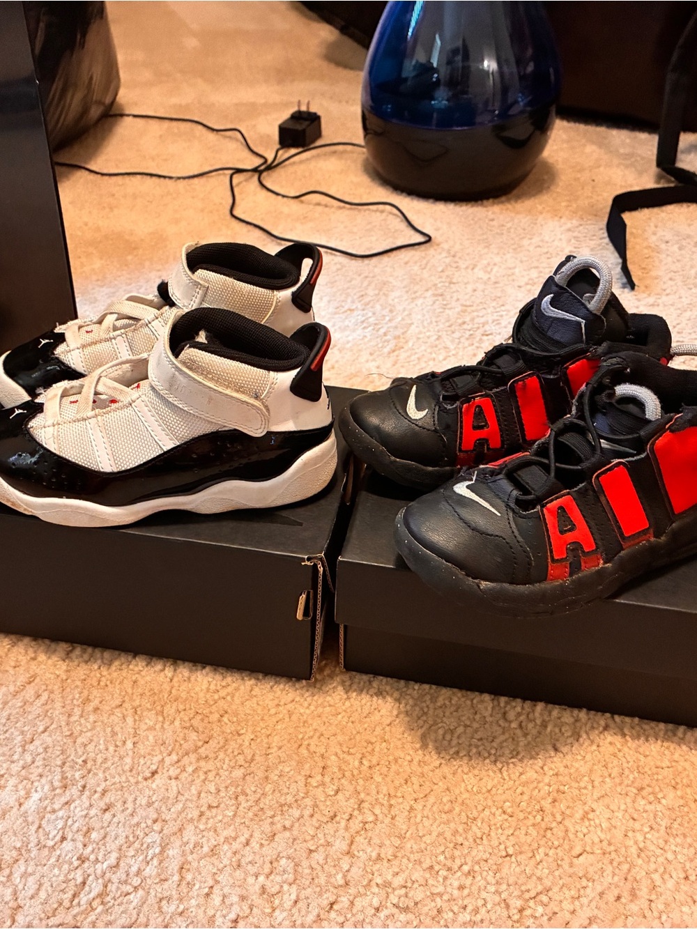Nike Kids Black & Red Basketball Sneakers and White & Black Strap Shoes